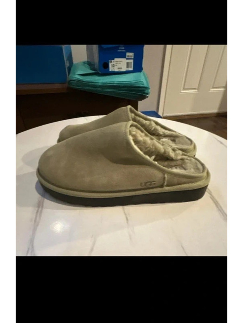 UGG Classic Slip-On Men’s 7 Suede Shearling Slippers 1129290 Green New